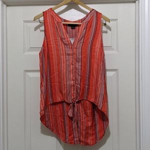 Sanctuary Sarape Tie Front Craft Shell Tan…